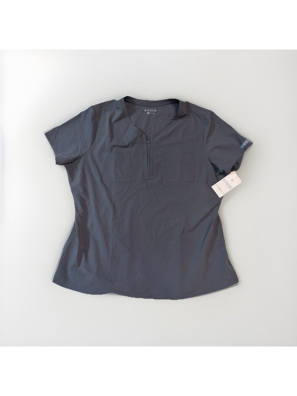 MED COUTURE Peaches Stretch Multi Pocket Women's Scrub Top 8407 - Pewter - 2XL